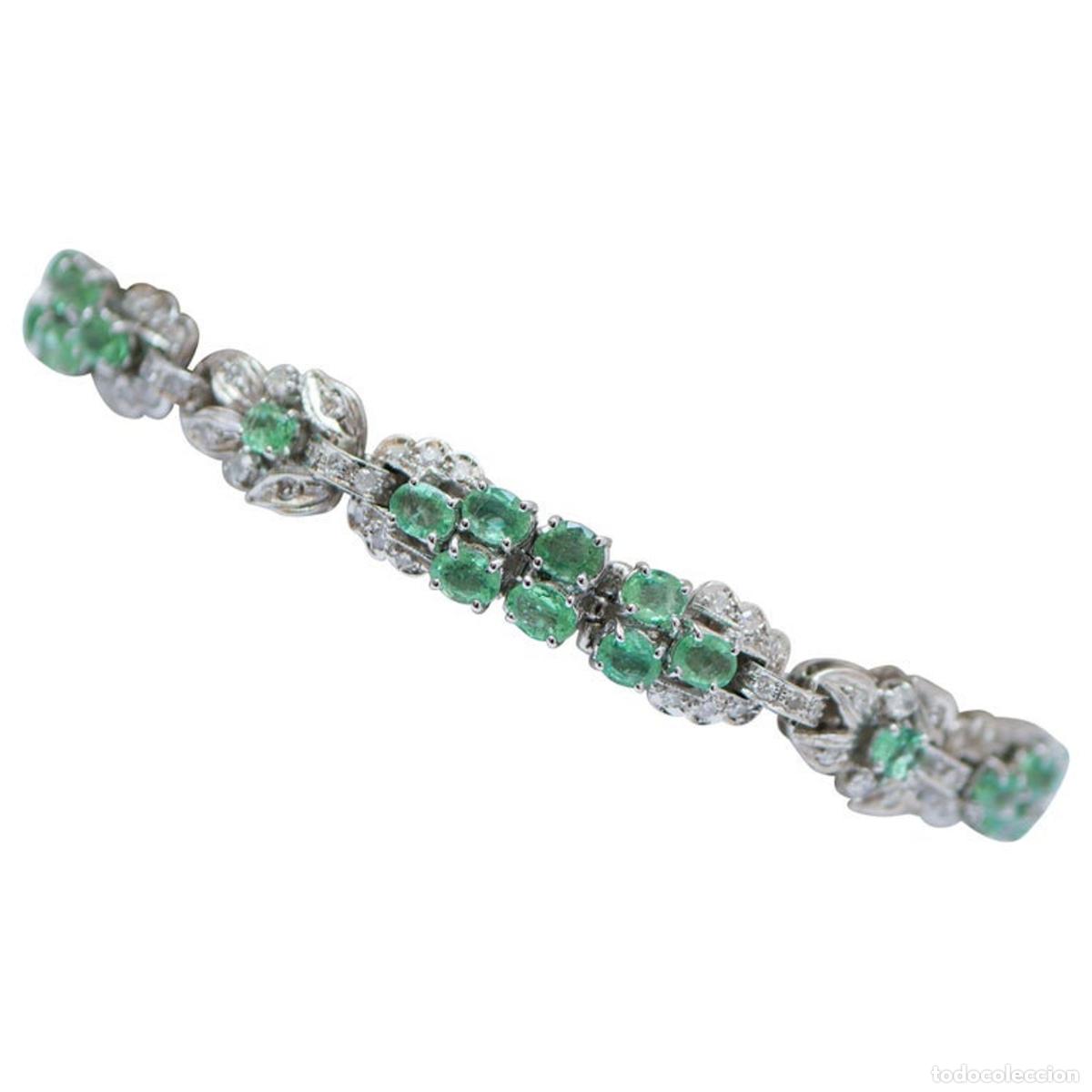 Joyeria: Pulsera de oro blanco con esmeraldas y diamantes - Foto 1