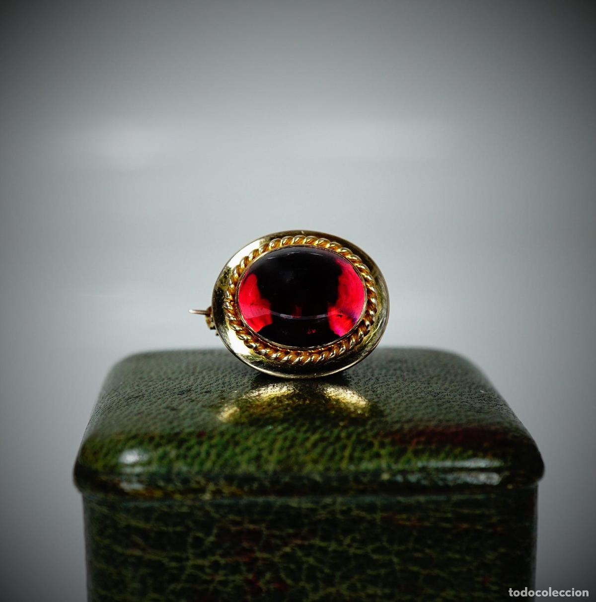 Joyeria: Broche victoriano antiguo de granate de oro - Foto 10