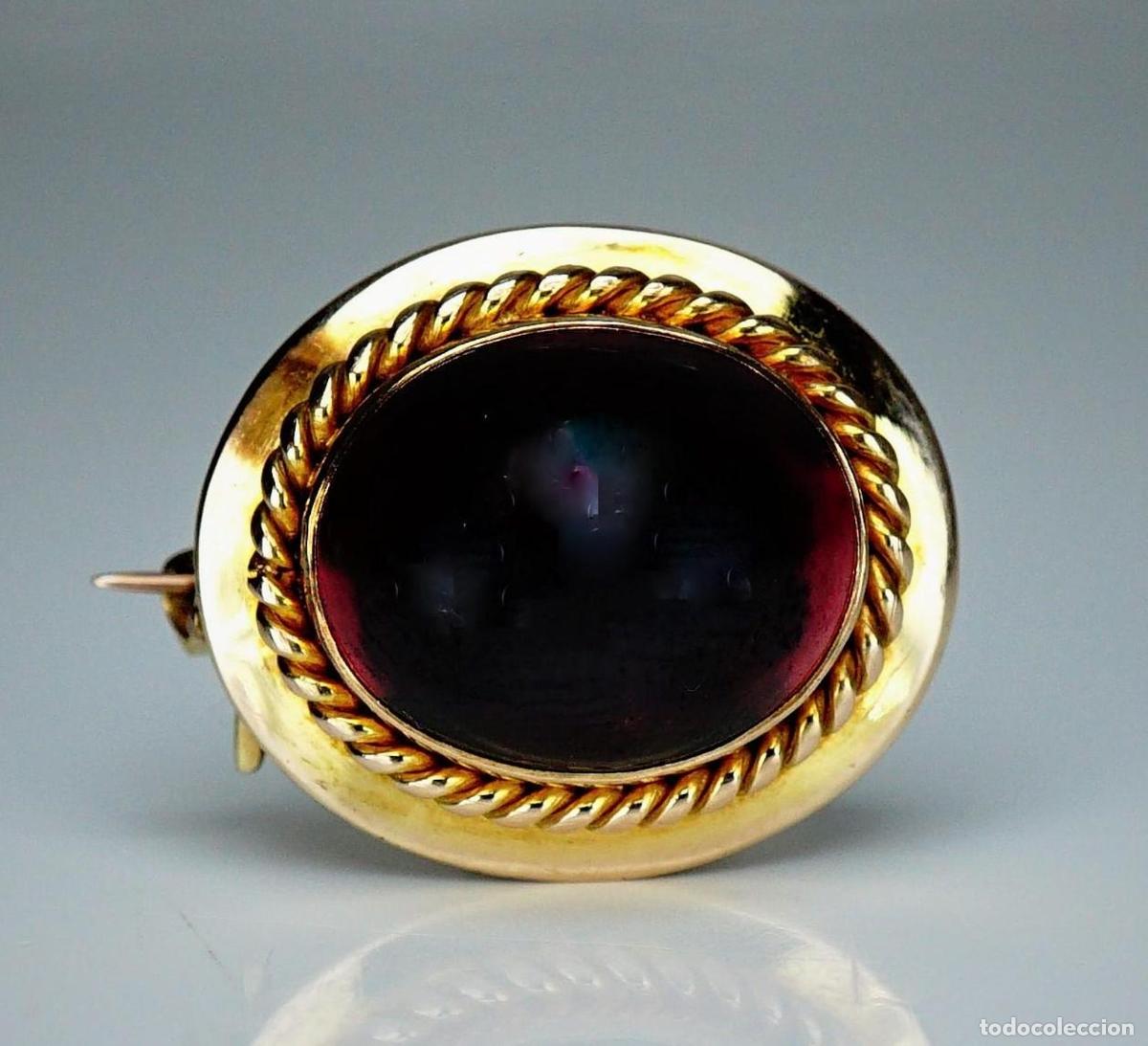 Joyeria: Broche victoriano antiguo de granate de oro - Foto 1