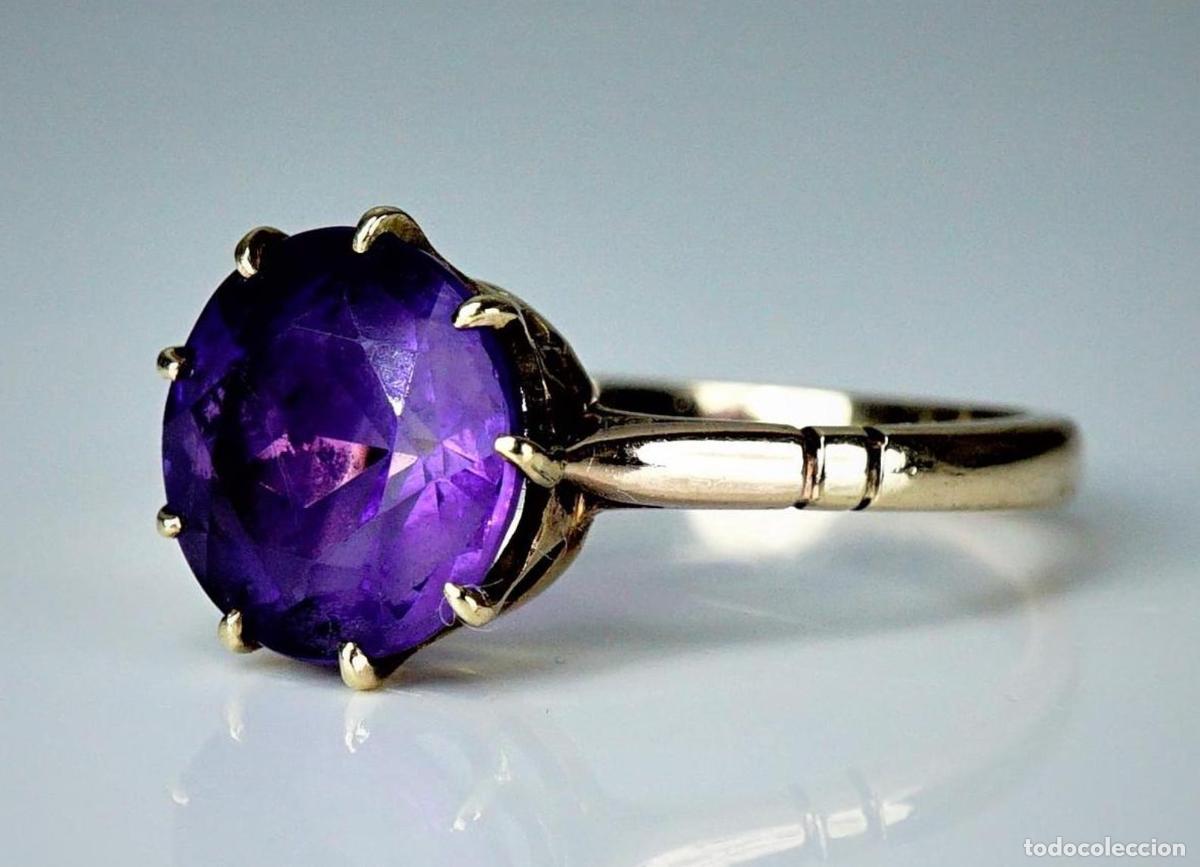 Joyeria: Anillo de compromiso vintage de oro con amatista - Foto 9