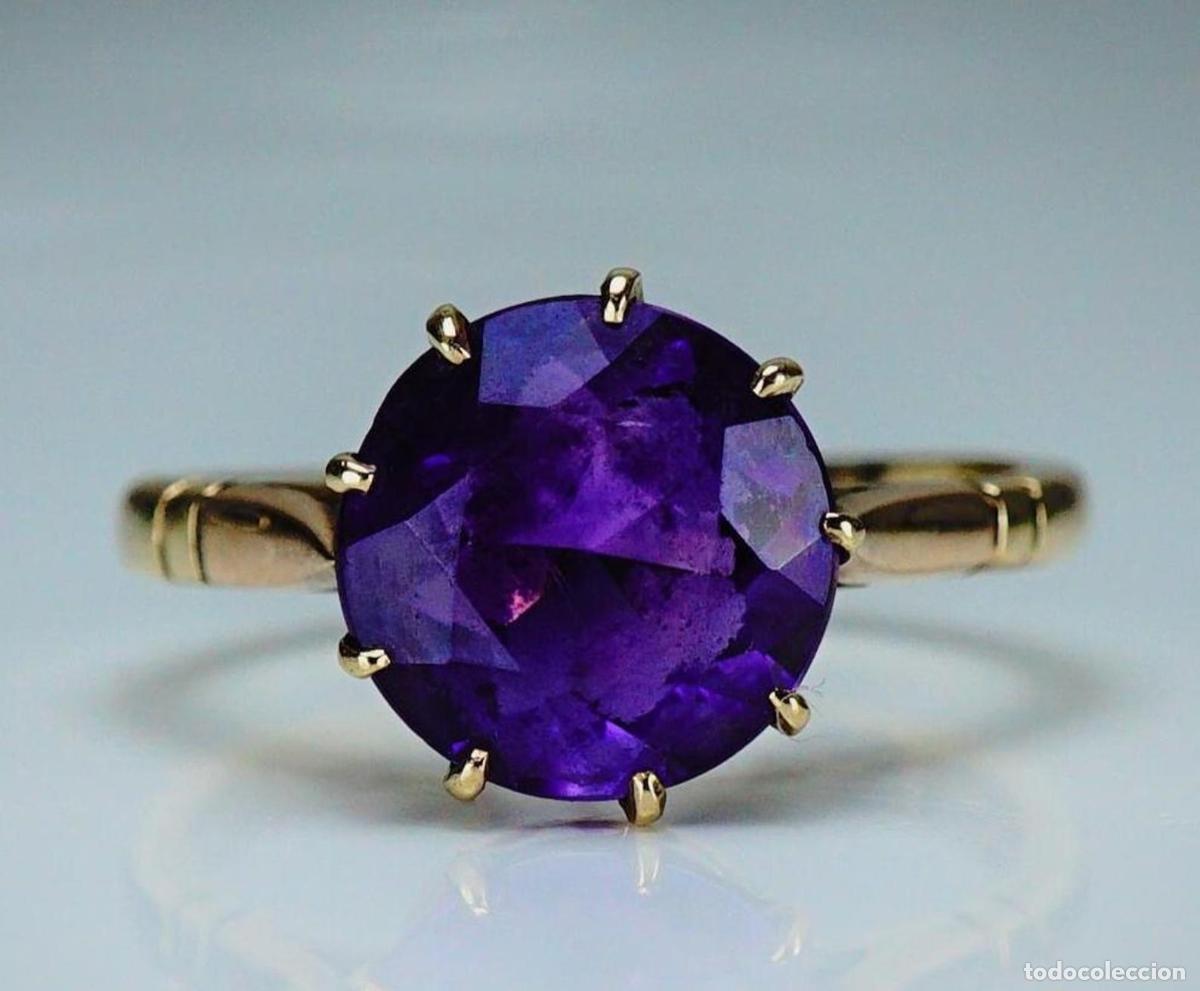 Joyeria: Anillo de compromiso vintage de oro con amatista - Foto 1