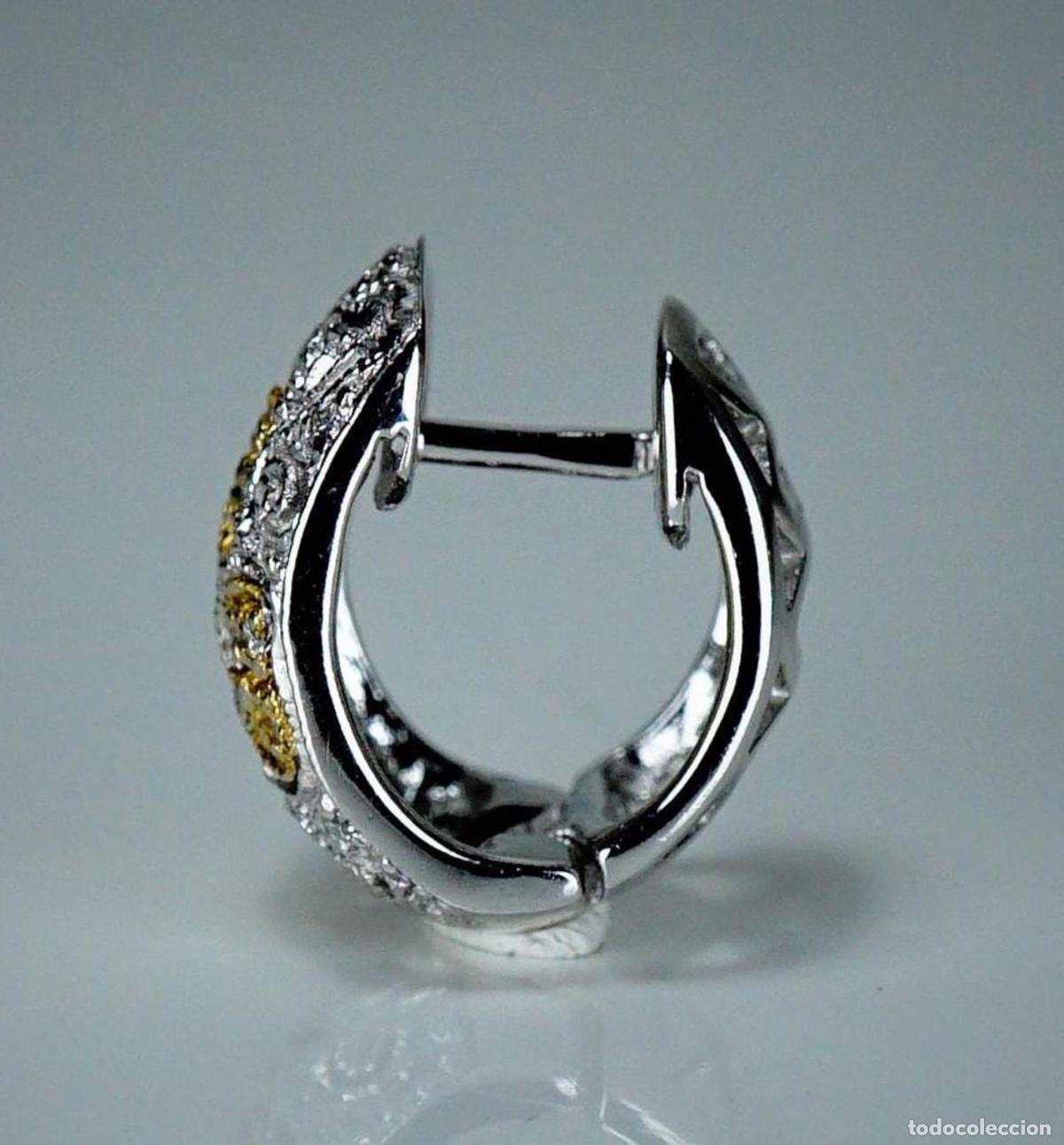 Joyeria: Pendientes de aro vintage de oro con diamantes - Foto 8