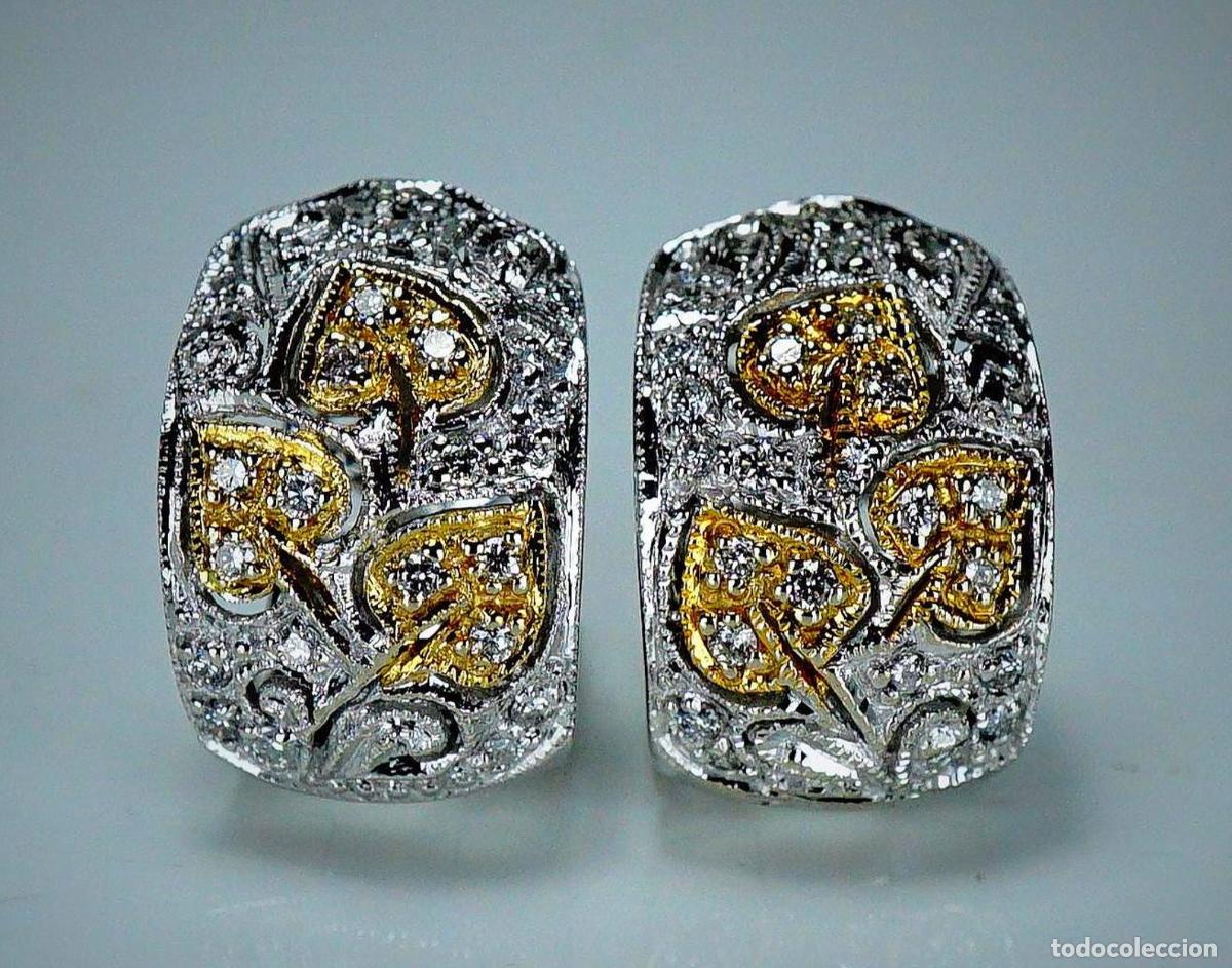 Joyeria: Pendientes de aro vintage de oro con diamantes - Foto 1
