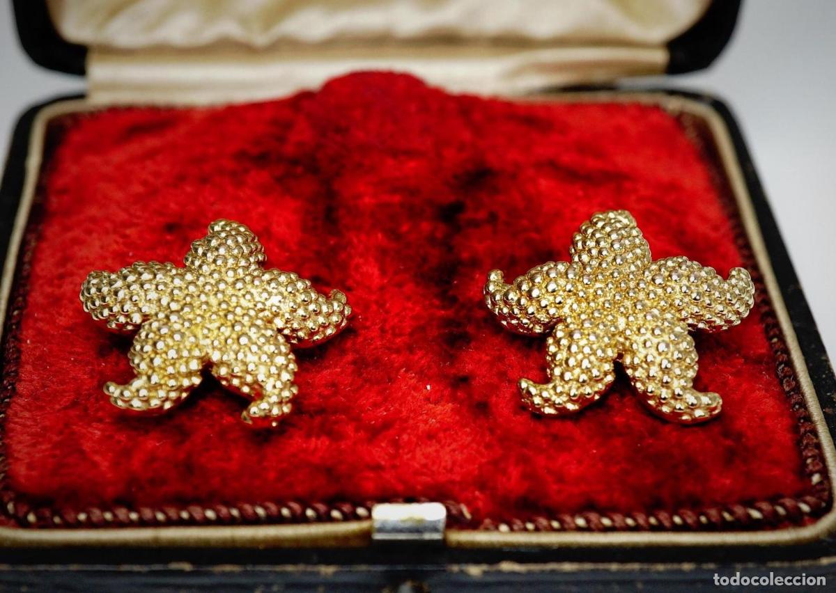 Joyeria: Pendientes vintage de estrella de mar en oro - Foto 8