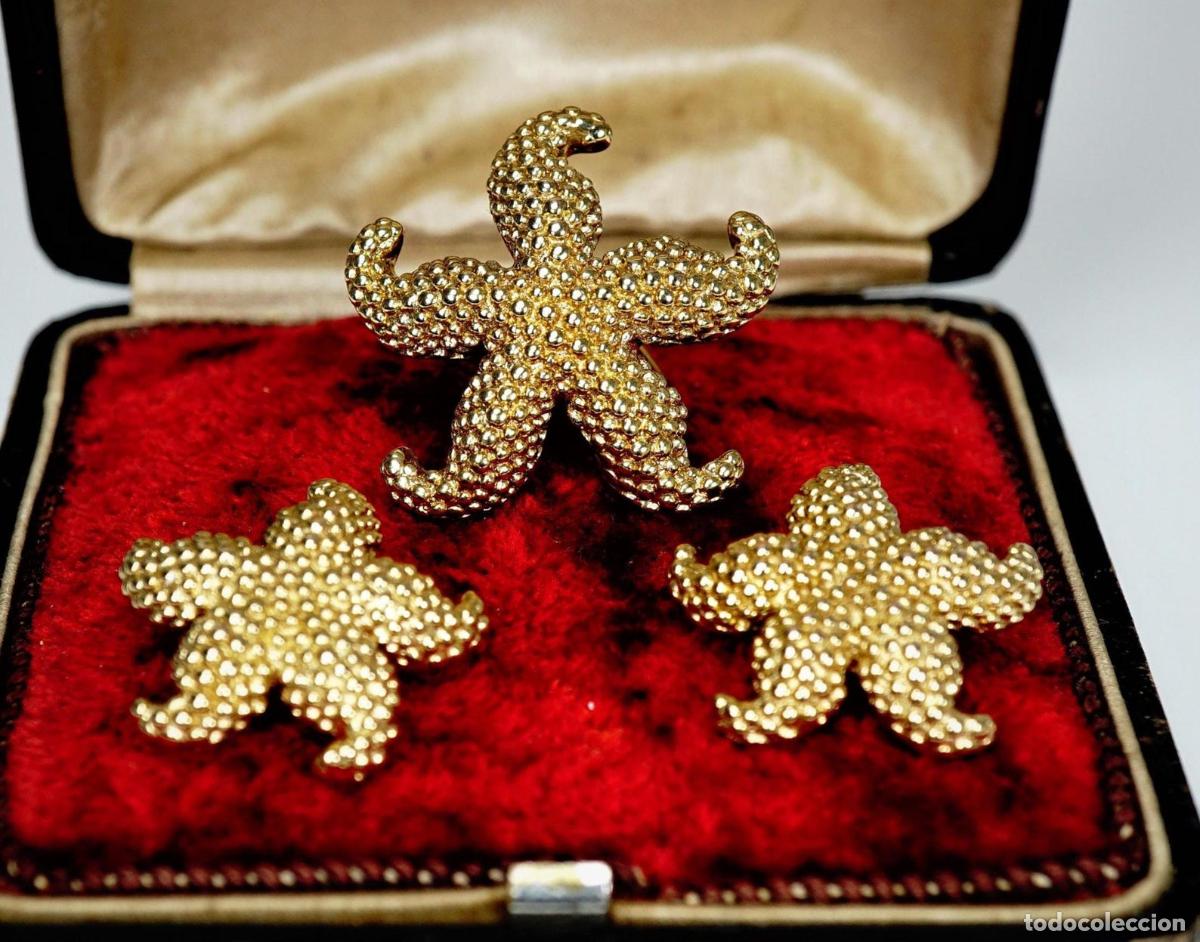 Joyeria: Pendientes vintage de estrella de mar en oro - Foto 9