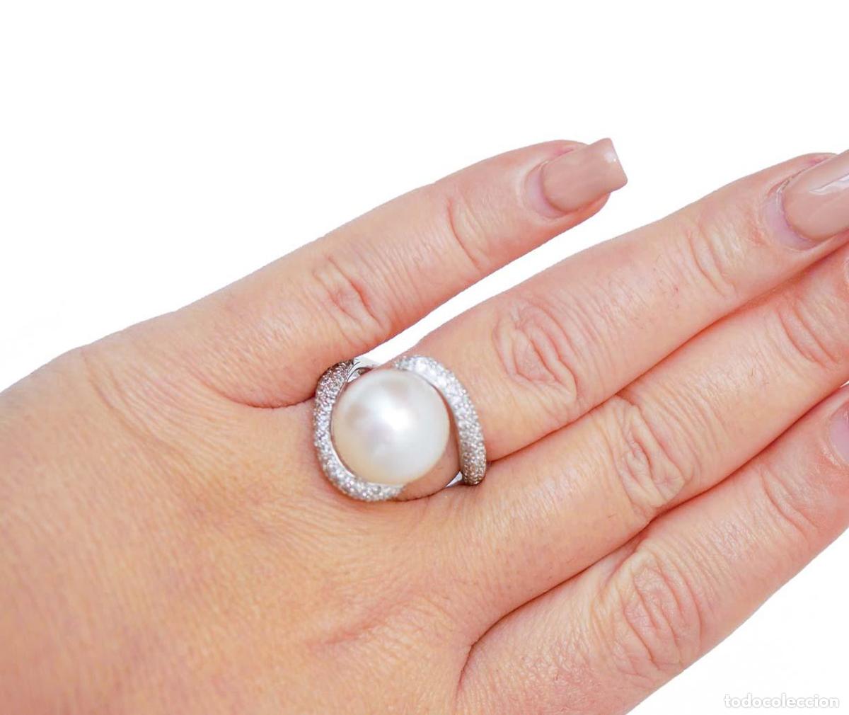 Joyeria: Anillo de oro blanco con perla de los mares del Sur, diamantes - Foto 5