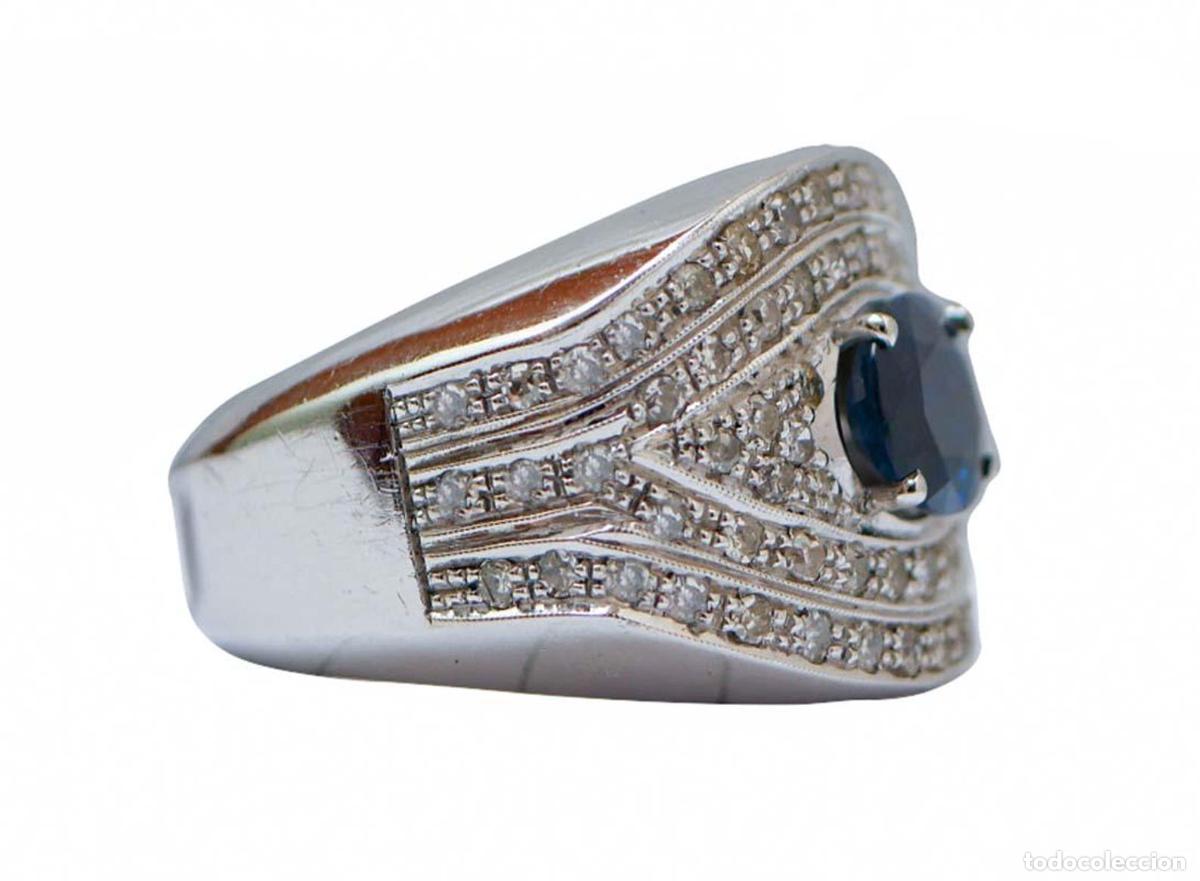 Joyeria: Anillo de oro blanco con zafiro y diamantes - Foto 5