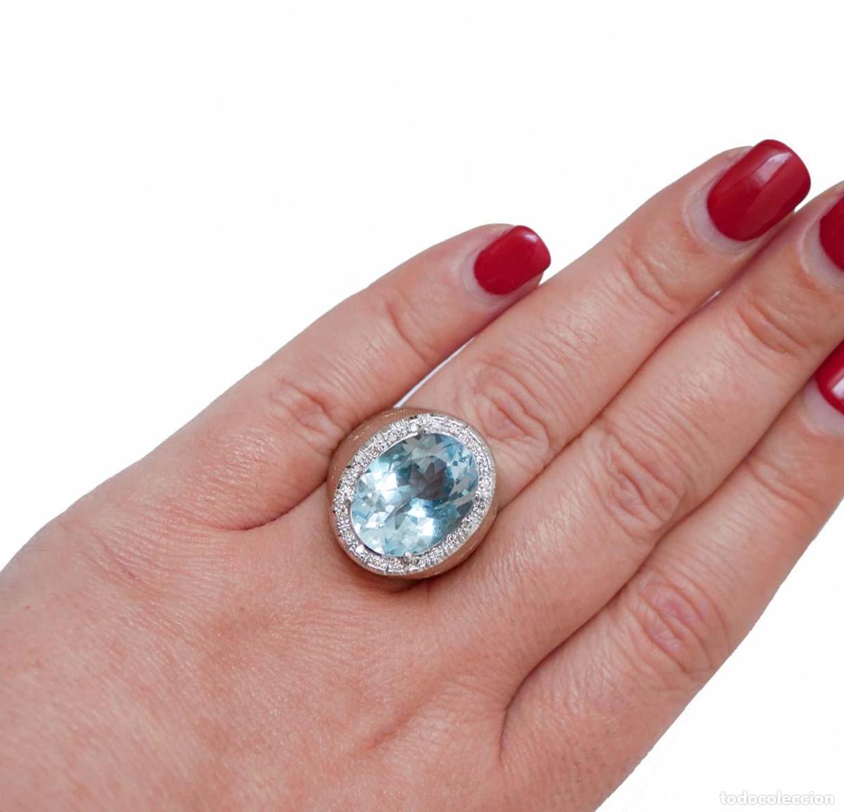Joyeria: Anillo de oro rosa con topacio y diamantes - Foto 2
