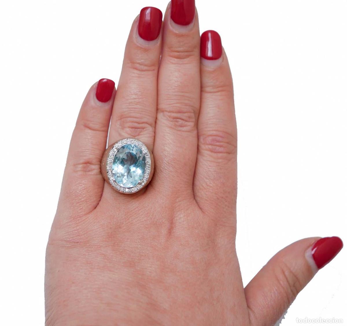 Joyeria: Anillo de oro rosa con topacio y diamantes - Foto 3
