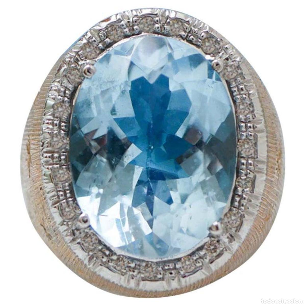 Joyeria: Anillo de oro rosa con topacio y diamantes - Foto 1