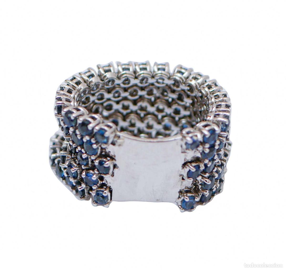 Joyeria: Anillo de oro blanco con zafiros y diamantes - Foto 6