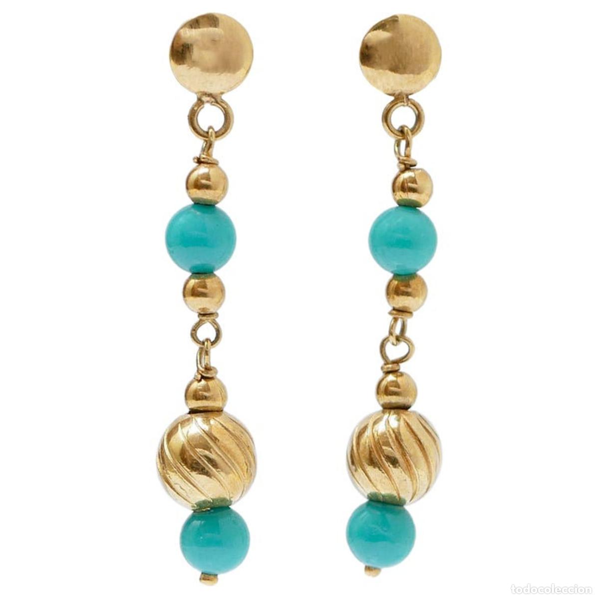 Joyeria: Pendientes de oro amarillo de 18 quilates con piedras - Foto 1