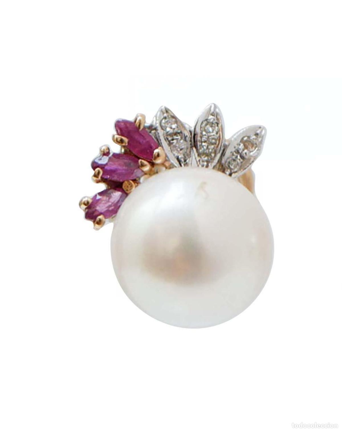 Joyeria: Pendientes de perlas, rub&iacute;es, diamantes y oro rosa - Foto 6
