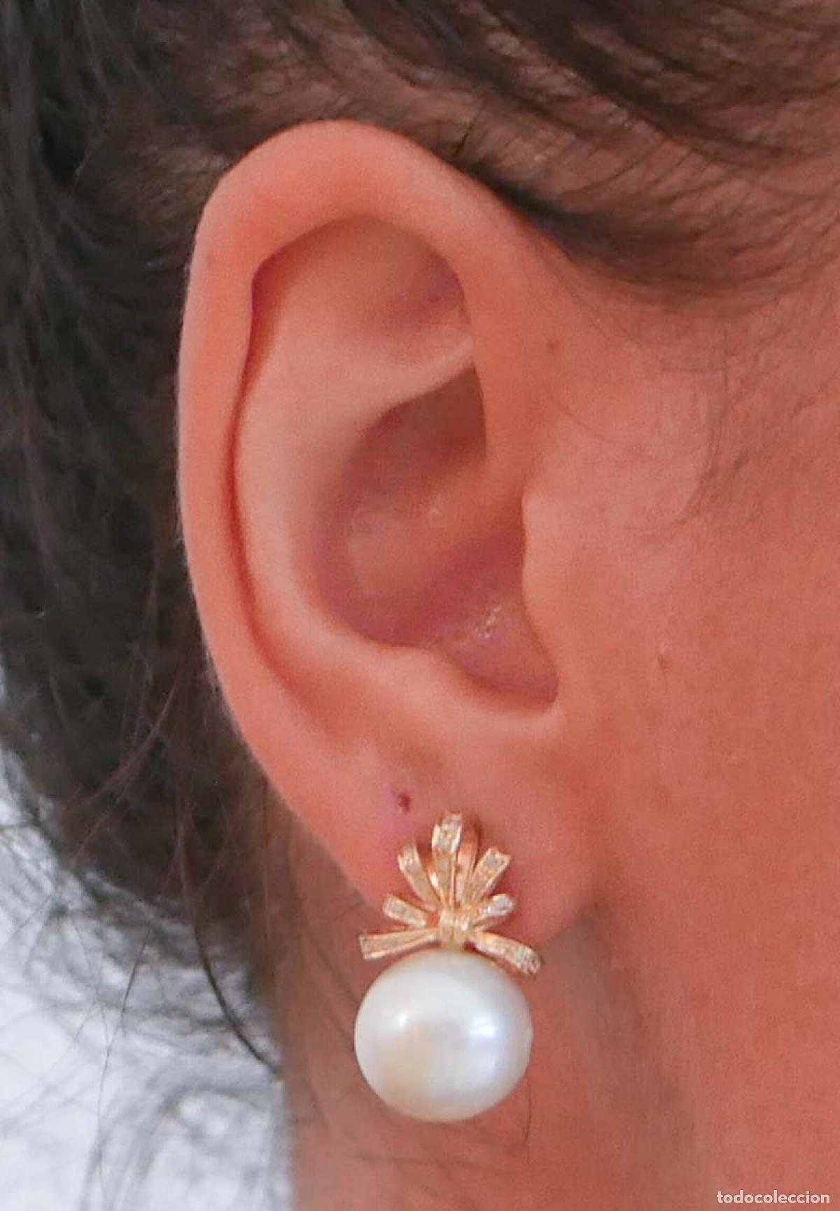 Joyeria: Pendientes de perlas blancas, diamantes y oro rosa - Foto 9