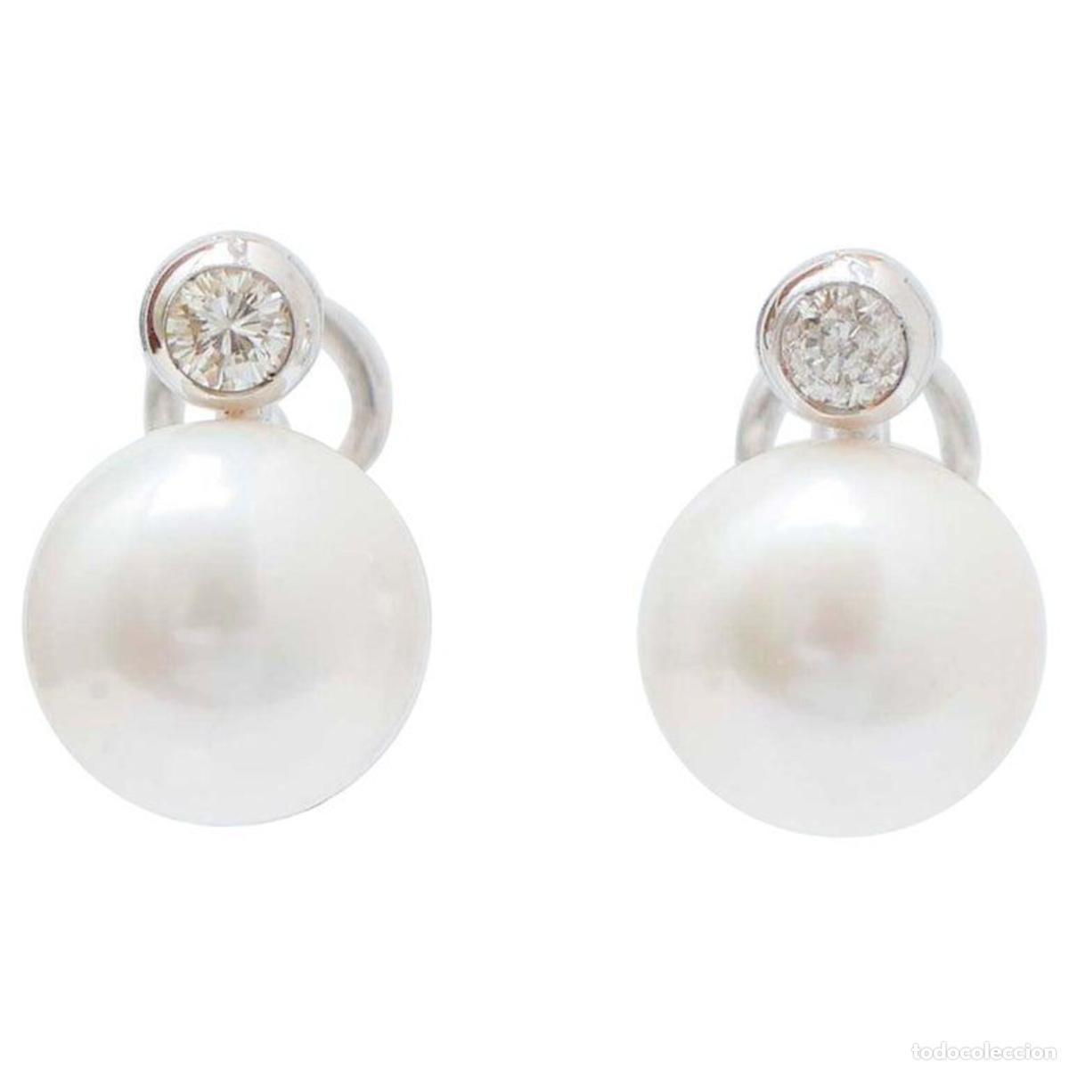 Joyeria: Pendientes de perlas, diamantes y oro blanco - Foto 1