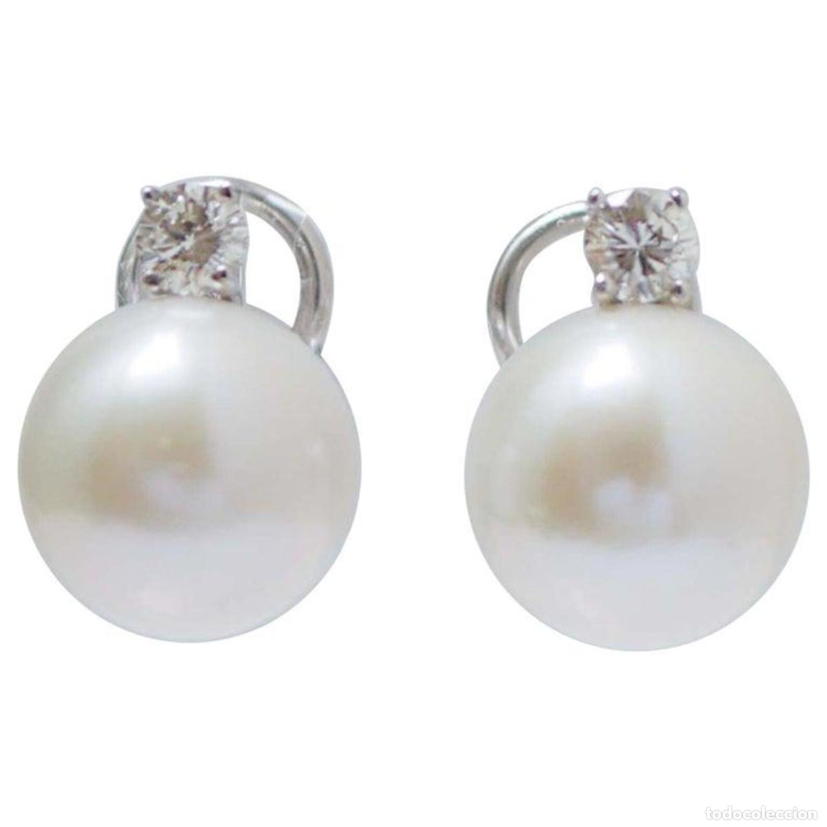 Joyeria: Pendientes de oro blanco con perlas y diamantes - Foto 1