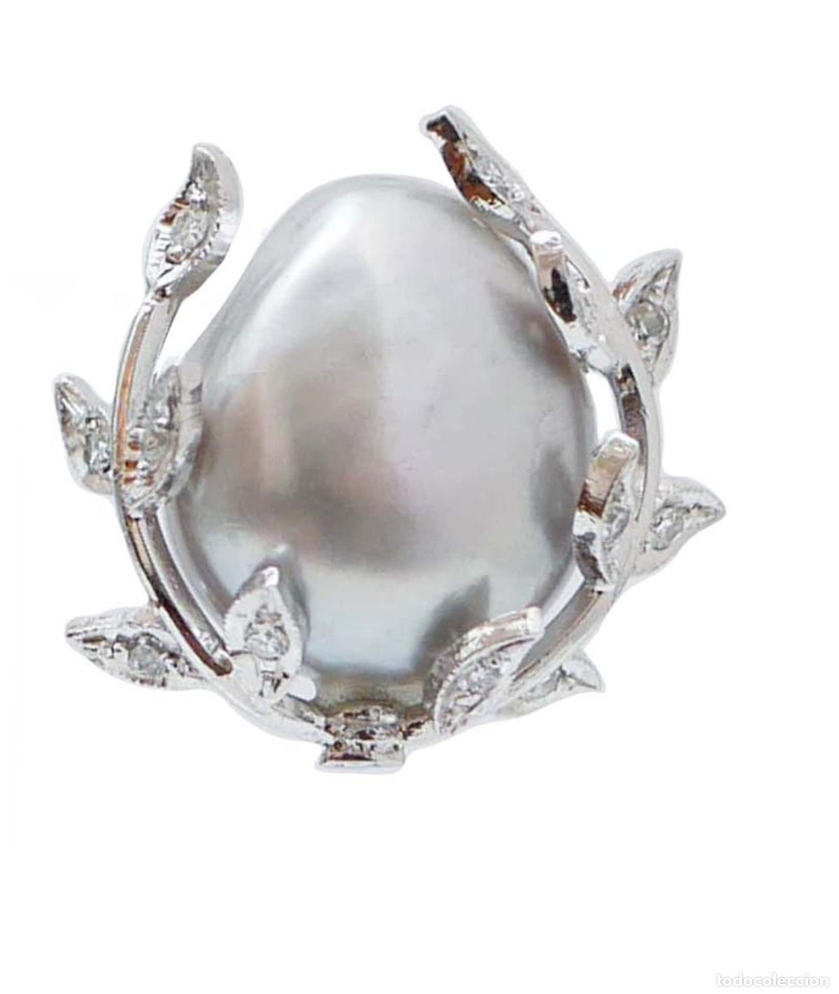 Joyeria: Pendientes de perlas grises, diamantes y platino - Foto 6