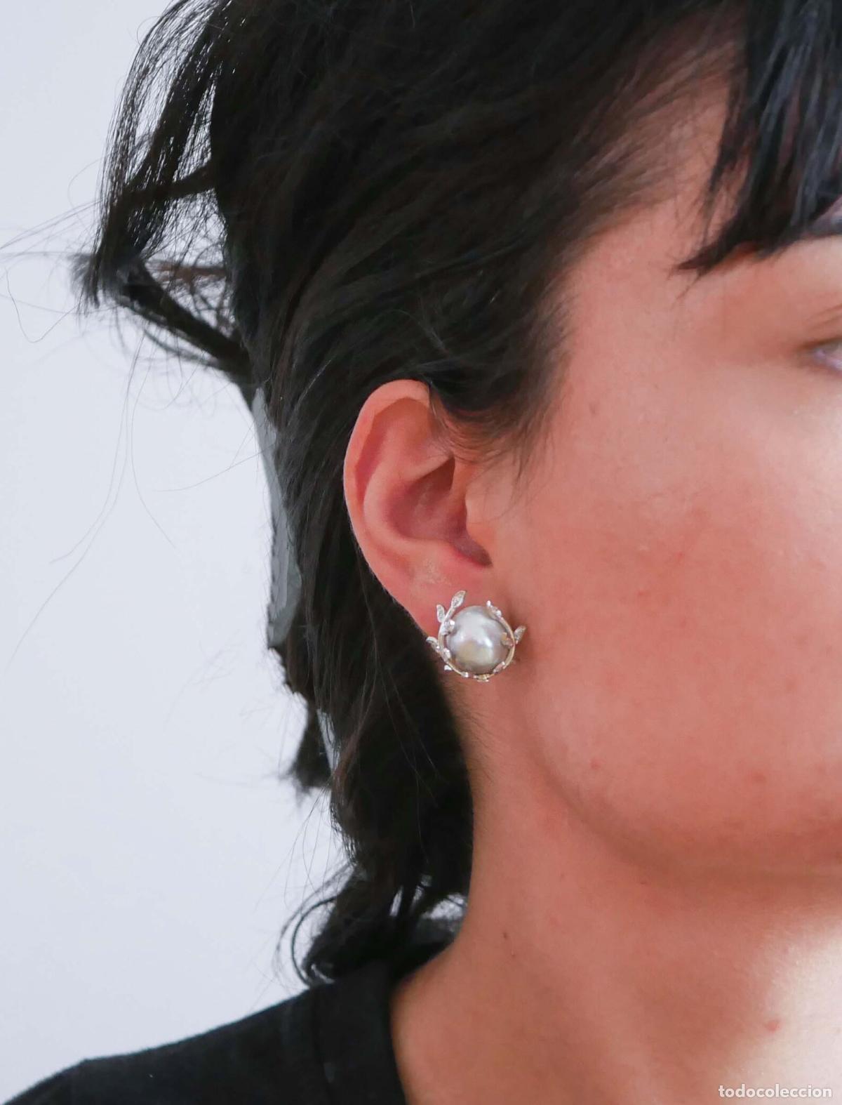 Joyeria: Pendientes de perlas grises, diamantes y platino - Foto 8