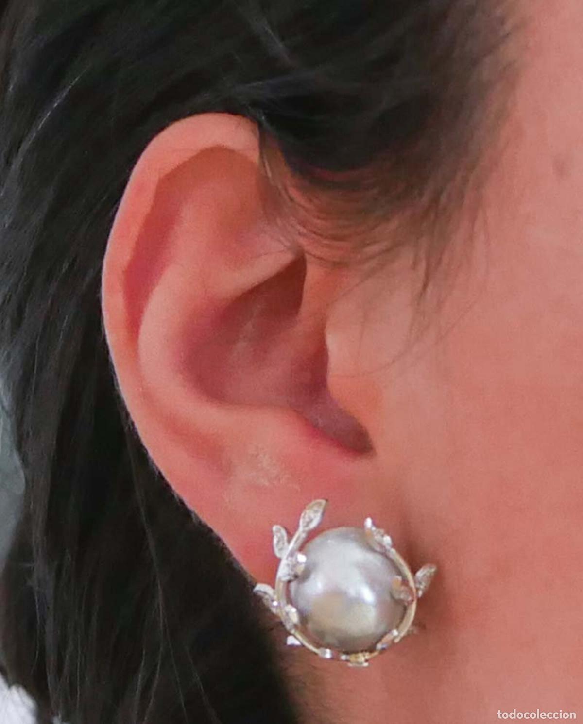 Joyeria: Pendientes de perlas grises, diamantes y platino - Foto 9