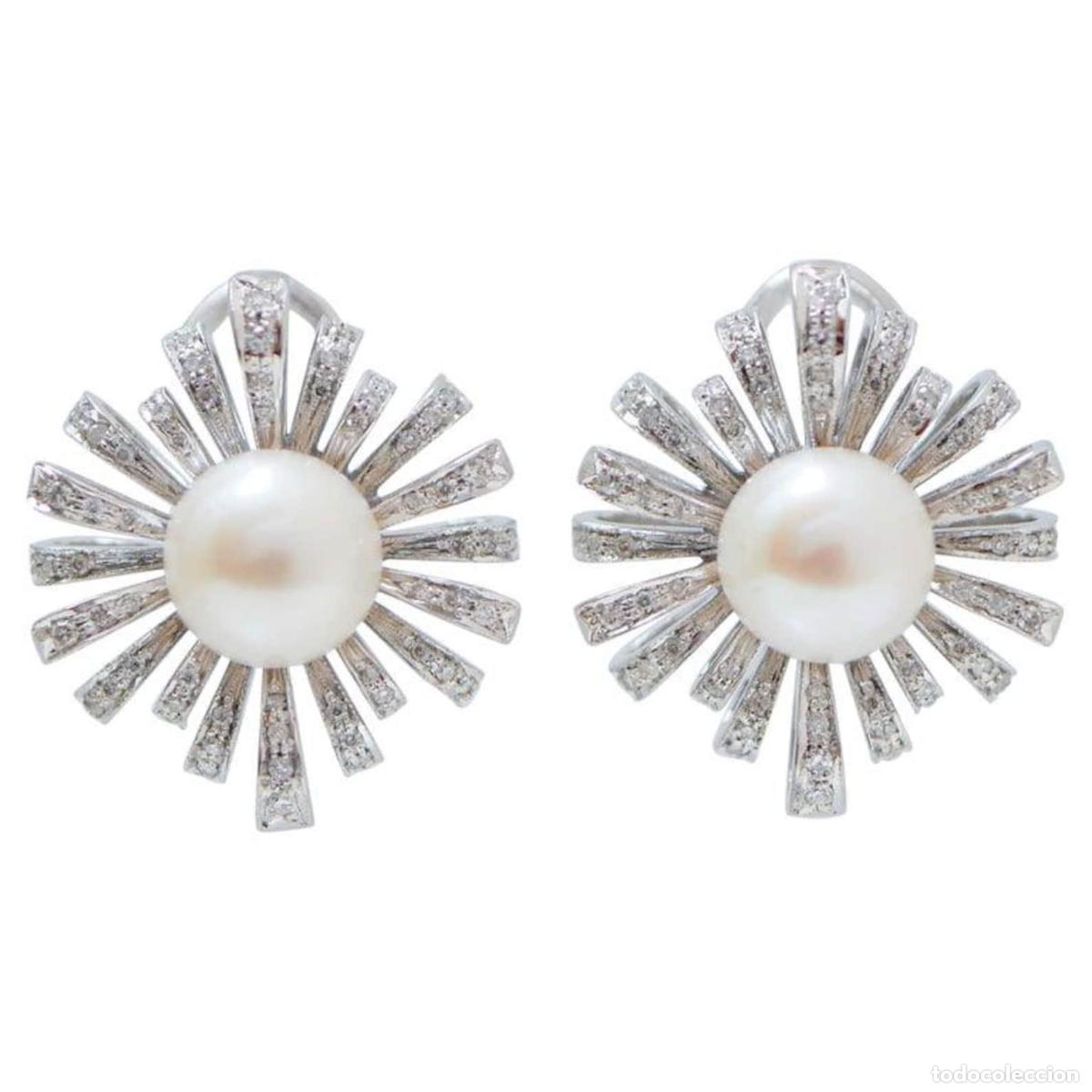 Joyeria: Pendientes de perlas, diamantes y oro blanco - Foto 1