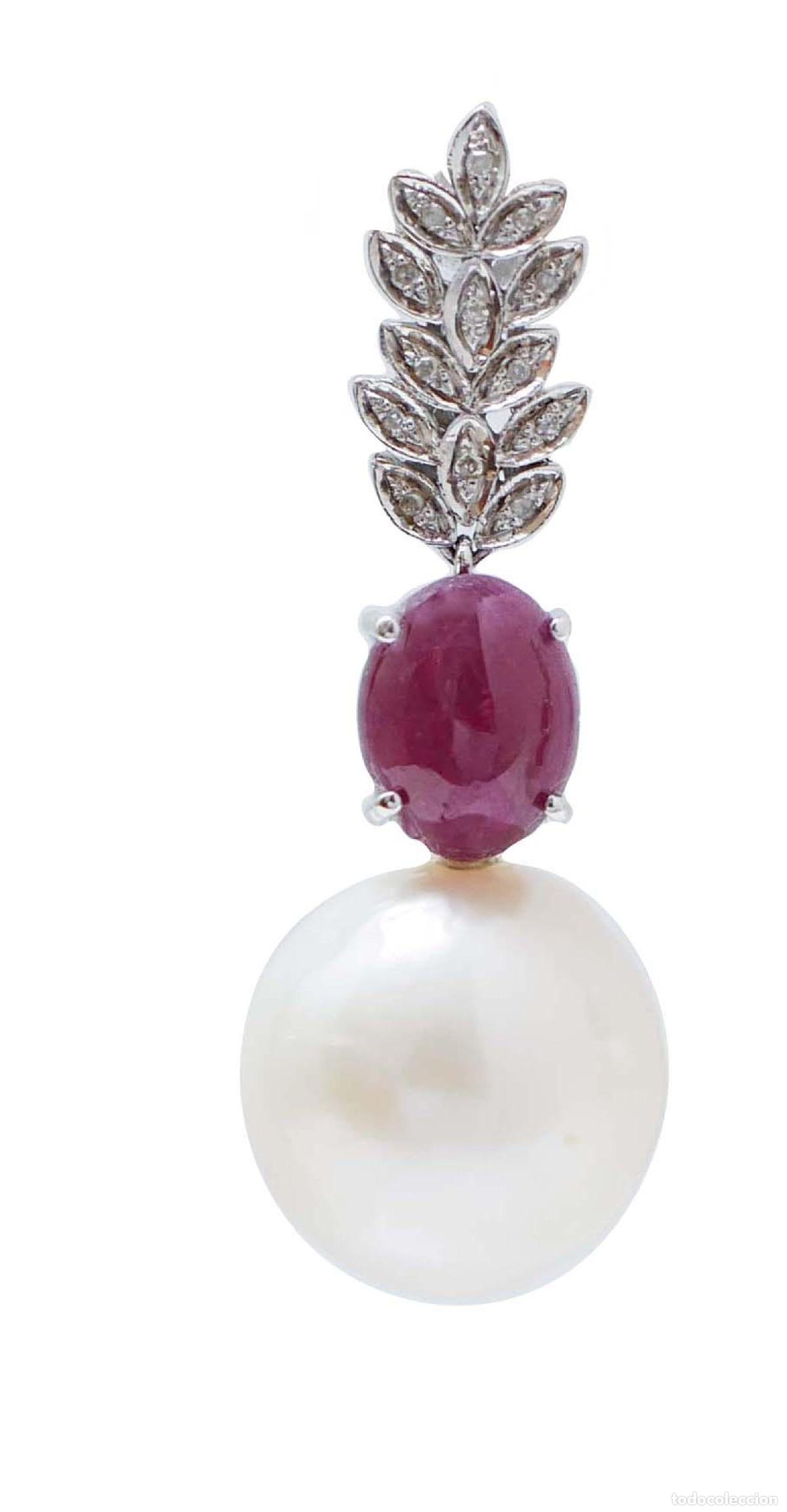 Joyeria: Pendientes de perlas, rub&iacute;es, diamantes y oro blanco - Foto 7