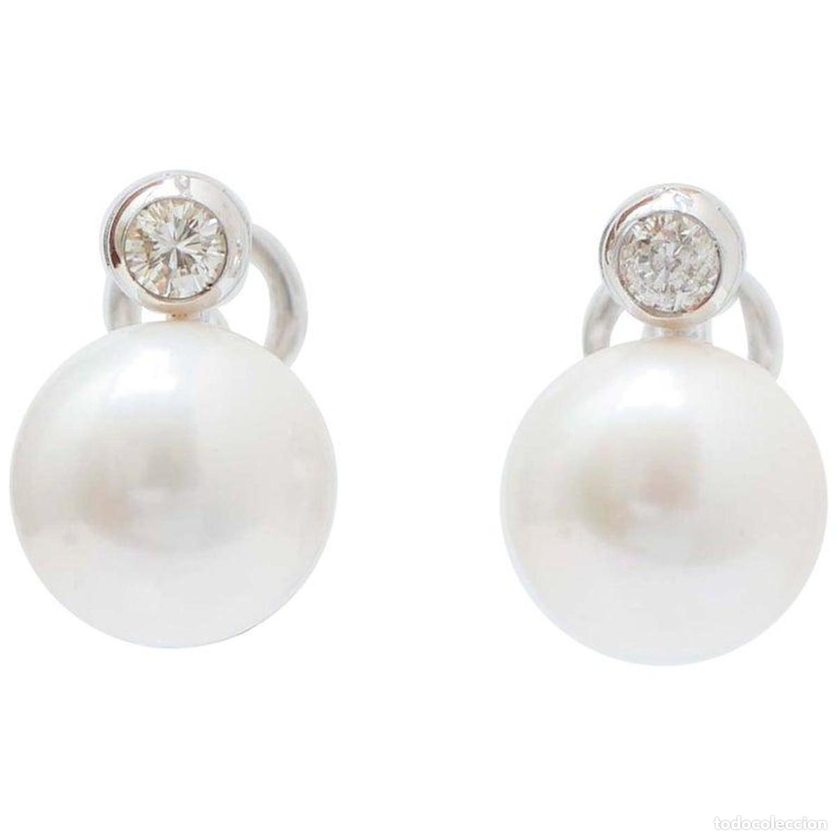 Joyeria: Pendientes de perlas, diamantes y oro blanco - Foto 1