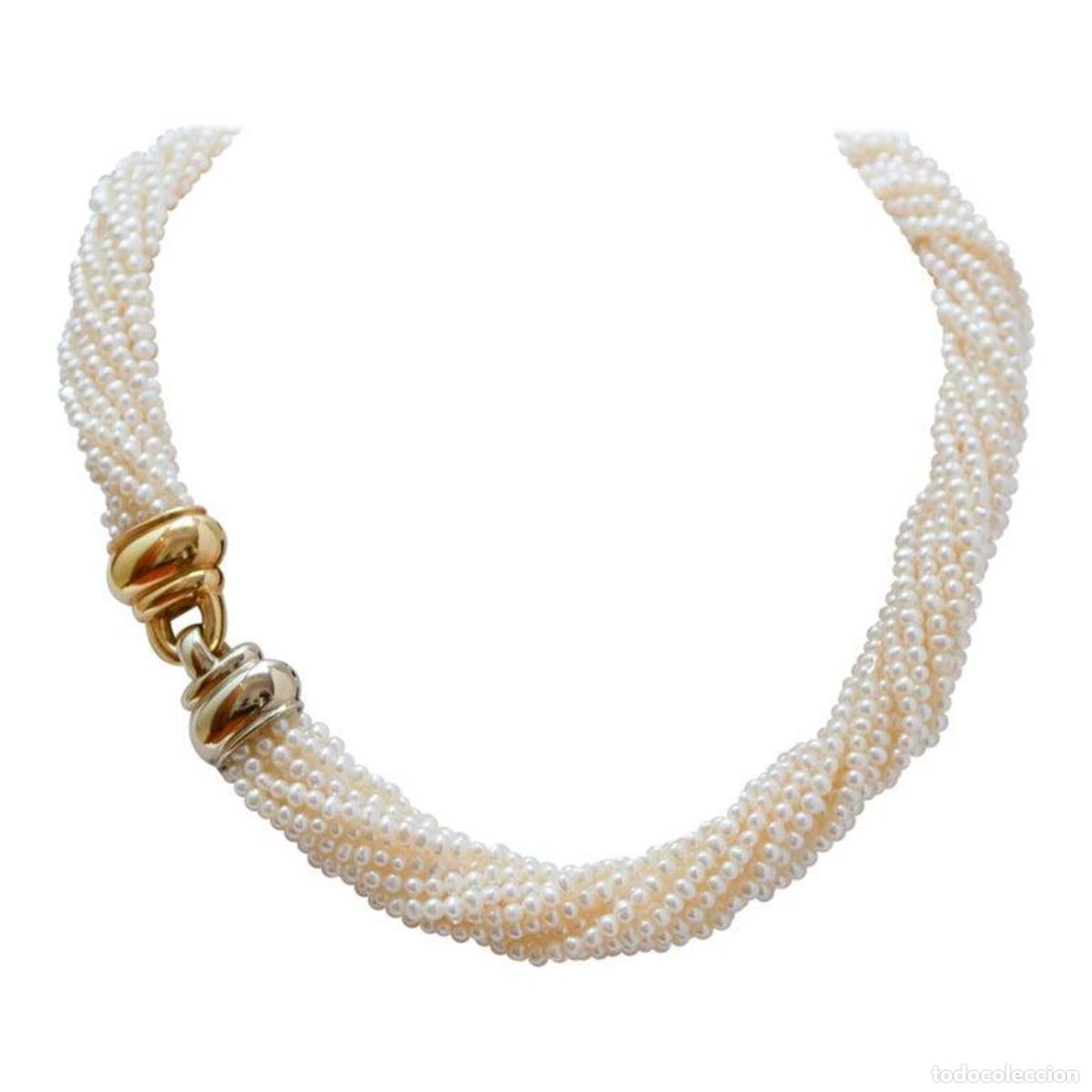 Joyeria: Collar de perlas y oro amarillo y blanco de 18 quilates - Foto 1