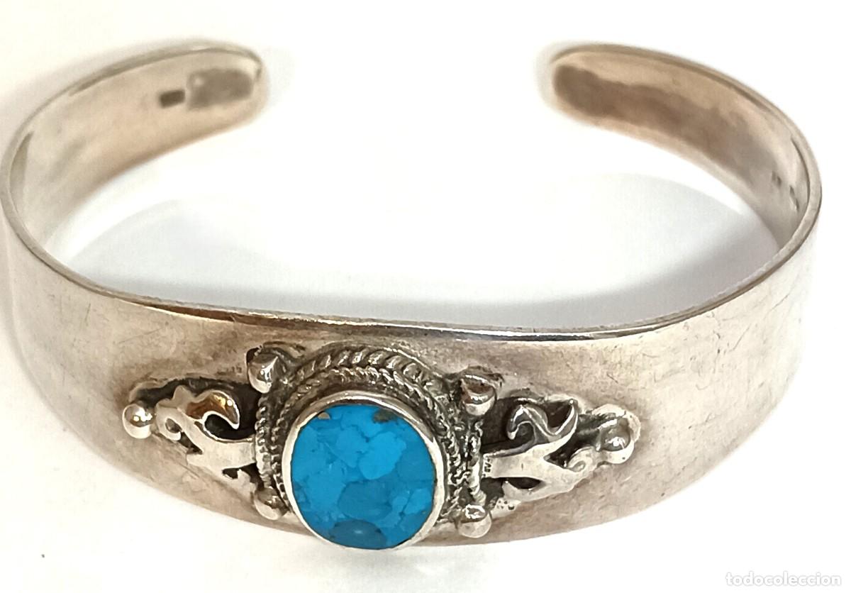Joyeria: PULSERA DE PLATA DE LEY 925 REPUJADA CON TURQUESA - Foto 2