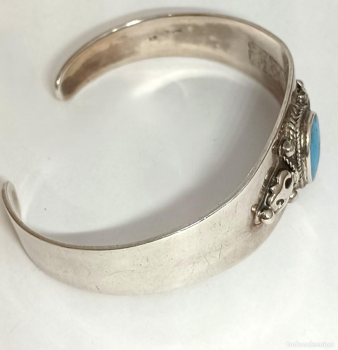 Joyeria: PULSERA DE PLATA DE LEY 925 REPUJADA CON TURQUESA - Foto 4