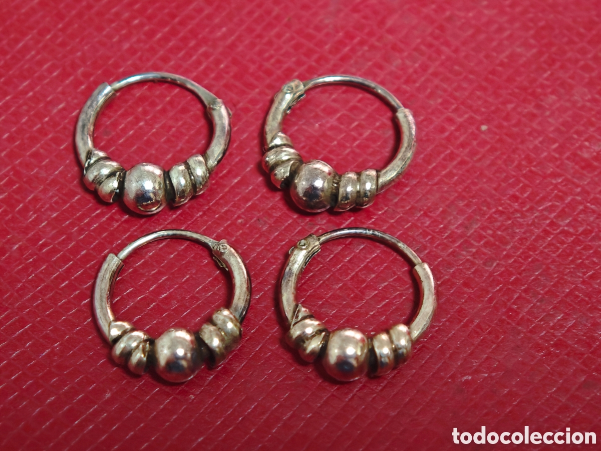 Joyeria: Dos pares de pendientes en plata de ley - Foto 1
