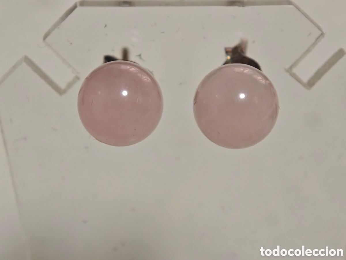 Joyeria: Pendientes en plata de ley y cuarzo rosa - Foto 2