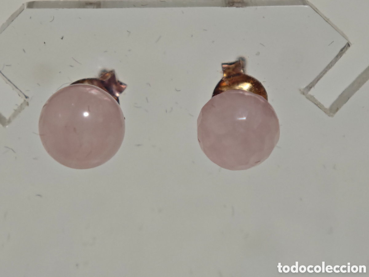 Joyeria: Pendientes en plata de ley y cuarzo rosa - Foto 2