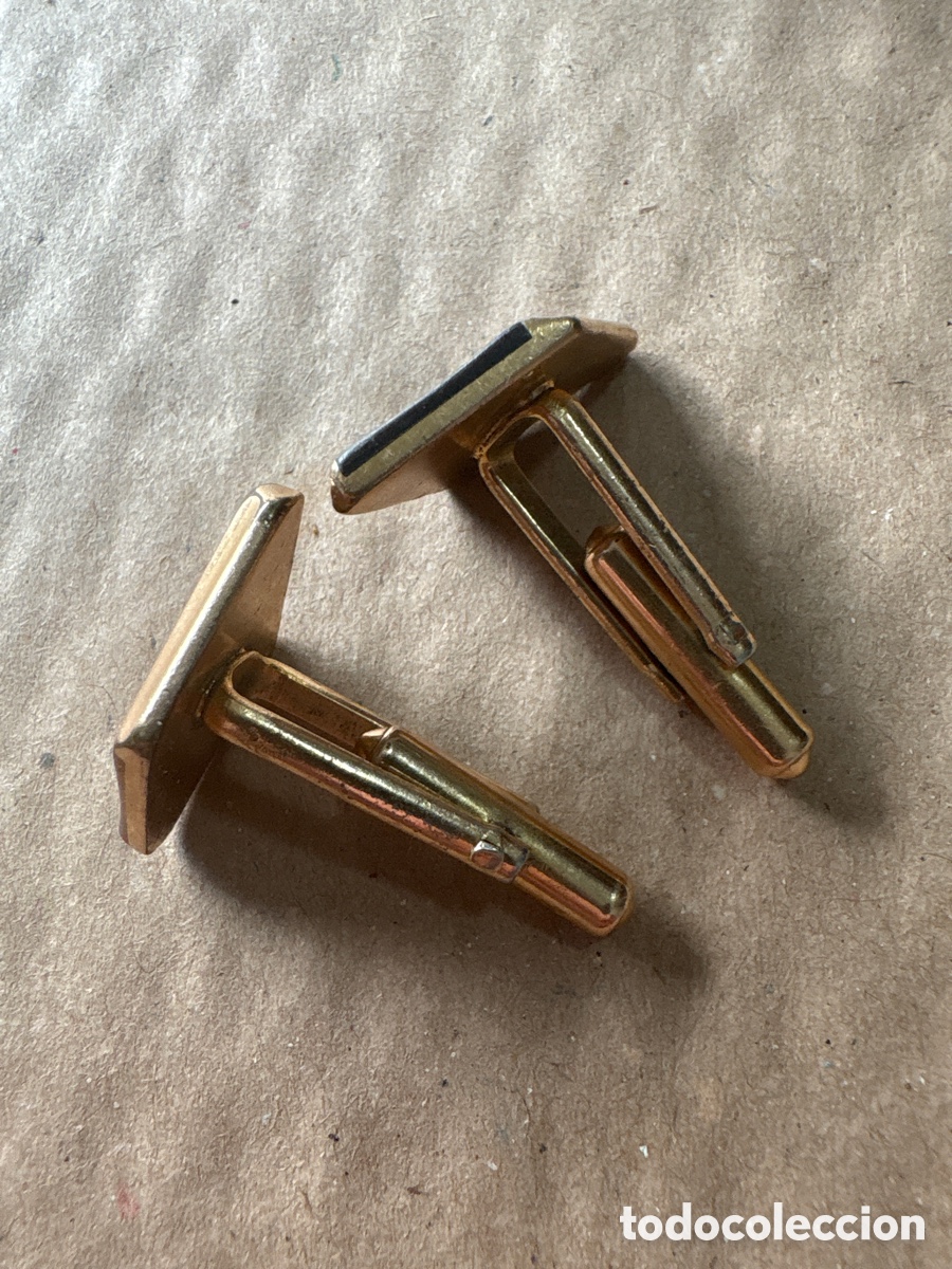 Joyeria: Gemelos rombo dorado con el centro de n&aacute;car (A23) - Foto 2