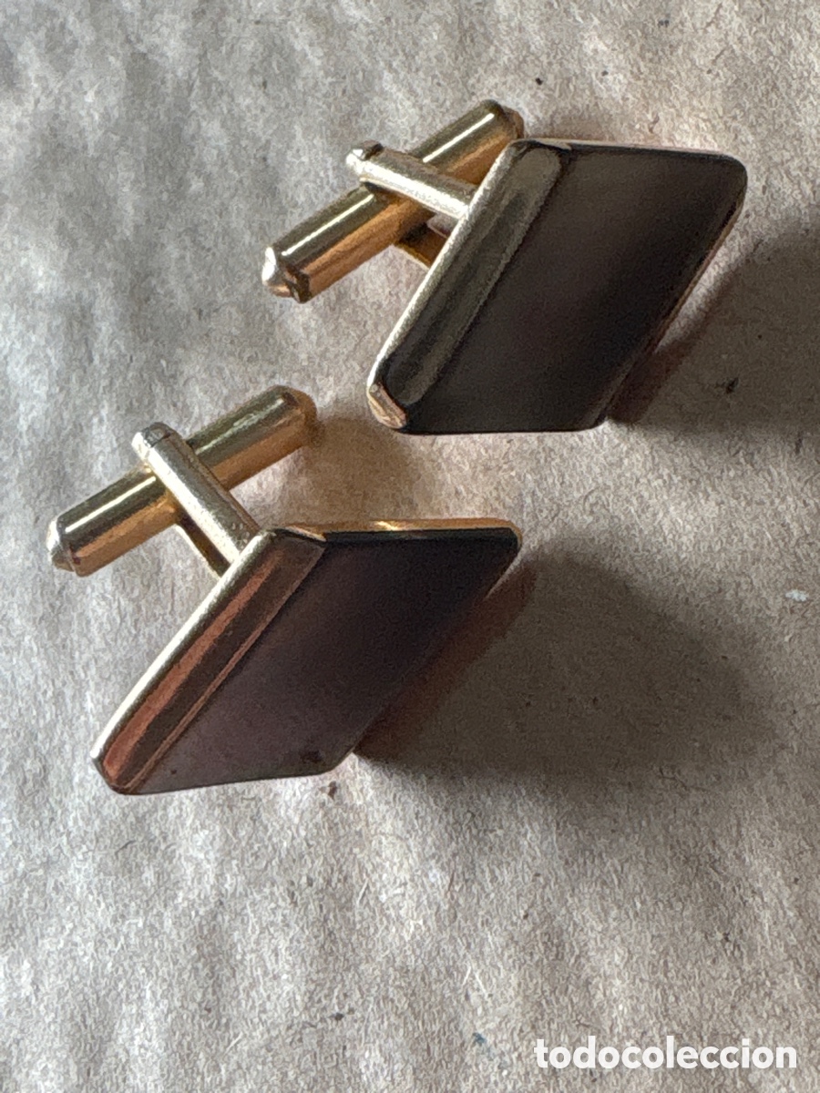 Joyeria: Gemelos rombo dorado con el centro de n&aacute;car (A23) - Foto 3