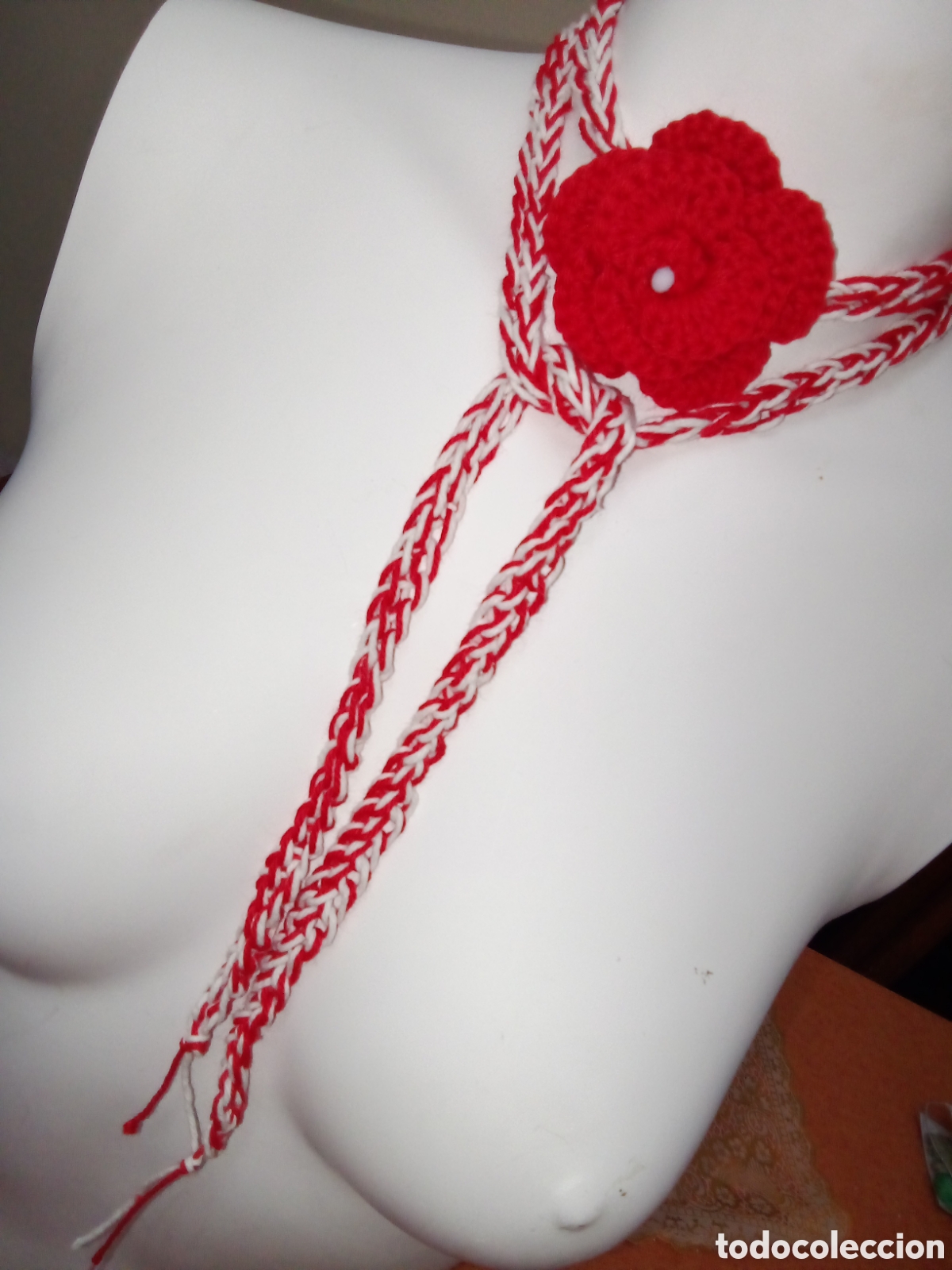 Joyeria: Collar tejido tono rojo y blanco - Foto 4