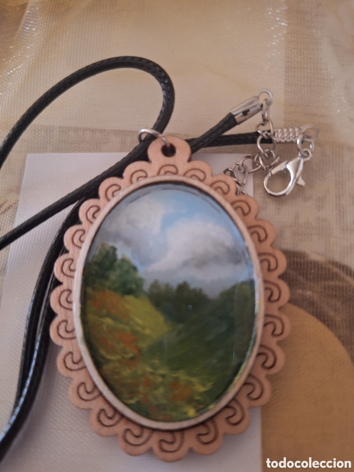 Joyeria: Colgante en madera pintado al &Oacute;leo - Foto 1