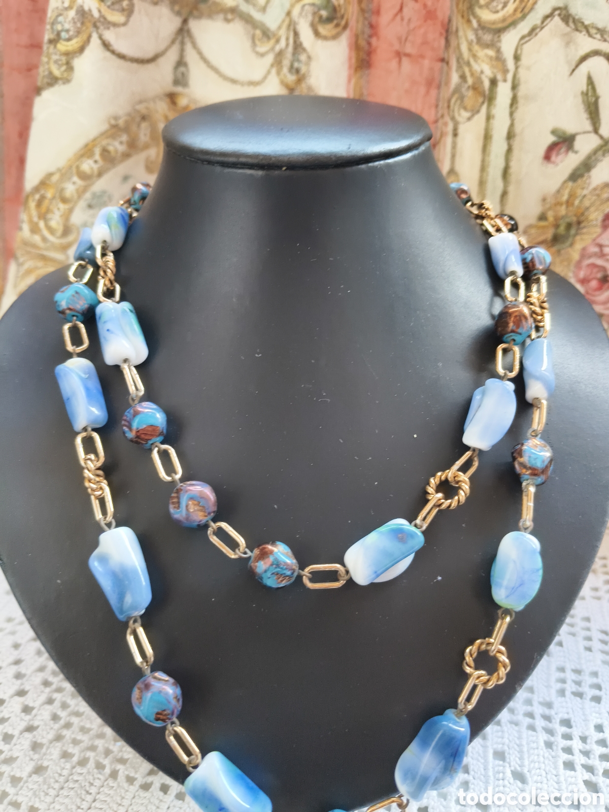 Joyeria: Collar largo vintage en cristal checo - Foto 1