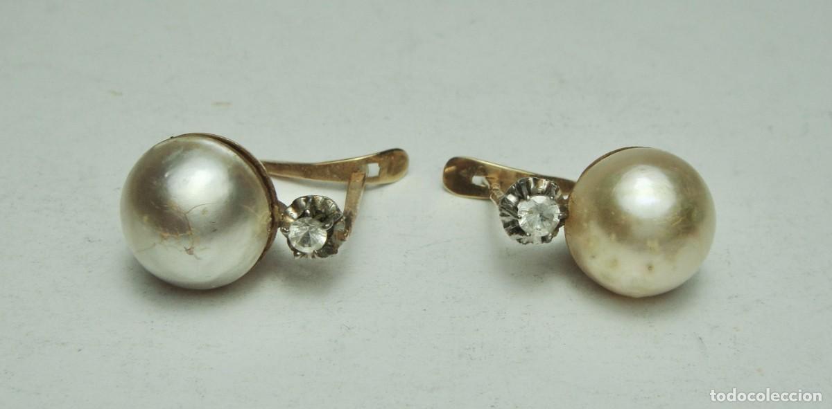 Joyeria: Pendientes antiguos en ORO de 18 K con perlas y circonitas - Foto 1