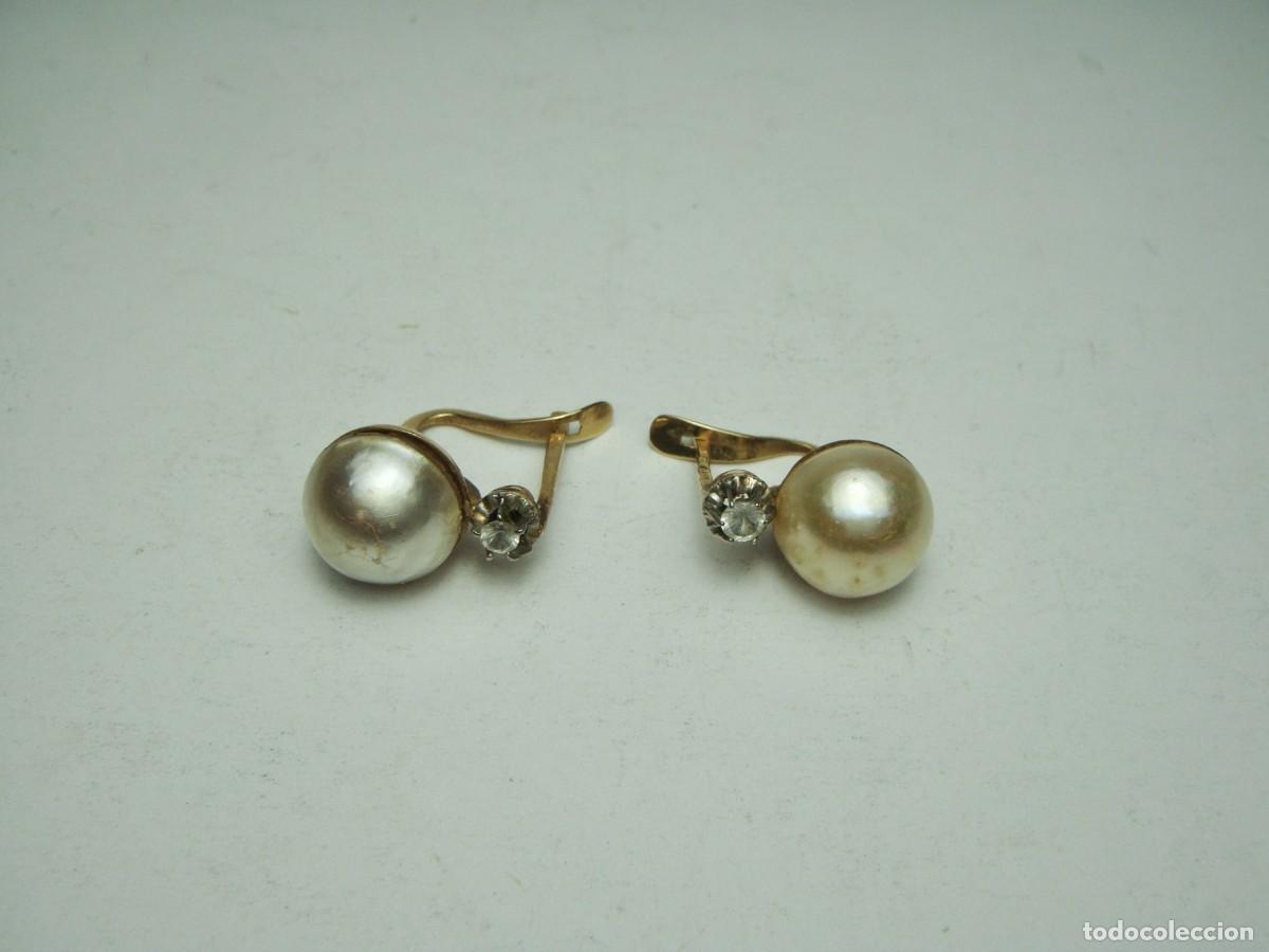 Joyeria: Pendientes antiguos en ORO de 18 K con perlas y circonitas - Foto 2