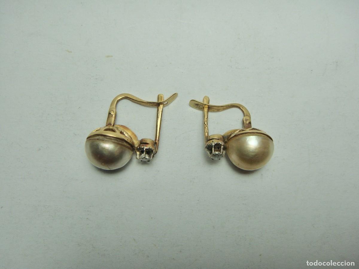 Joyeria: Pendientes antiguos en ORO de 18 K con perlas y circonitas - Foto 3