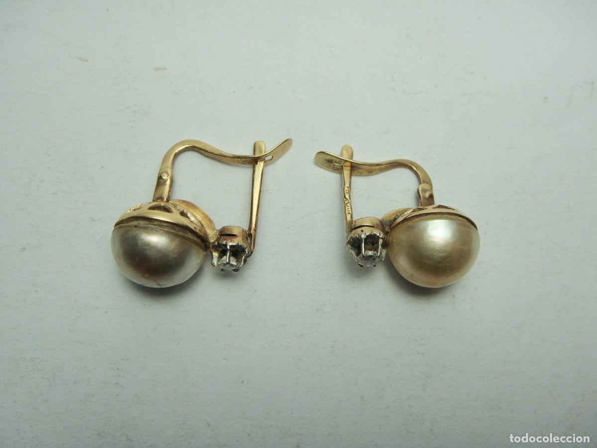 Joyeria: Pendientes antiguos en ORO de 18 K con perlas y circonitas - Foto 4