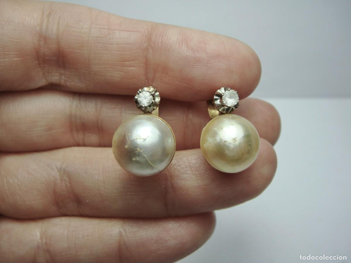 Joyeria: Pendientes antiguos en ORO de 18 K con perlas y circonitas - Foto 5