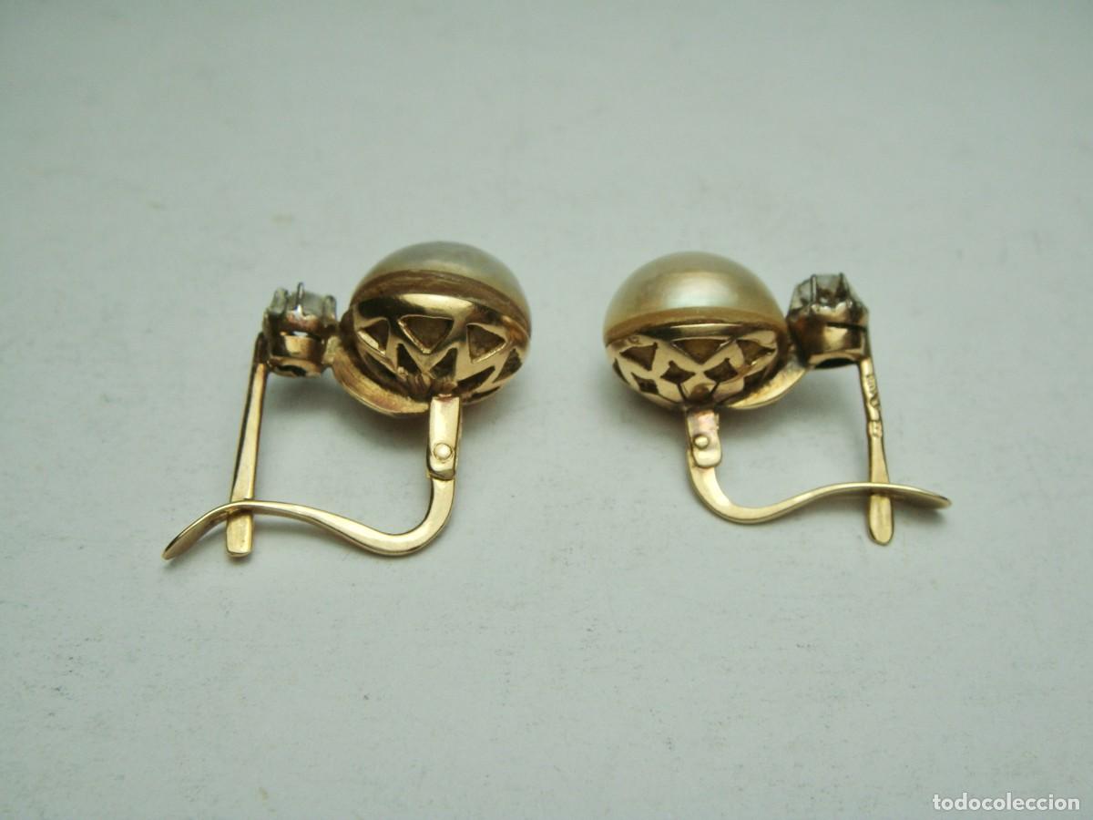 Joyeria: Pendientes antiguos en ORO de 18 K con perlas y circonitas - Foto 6