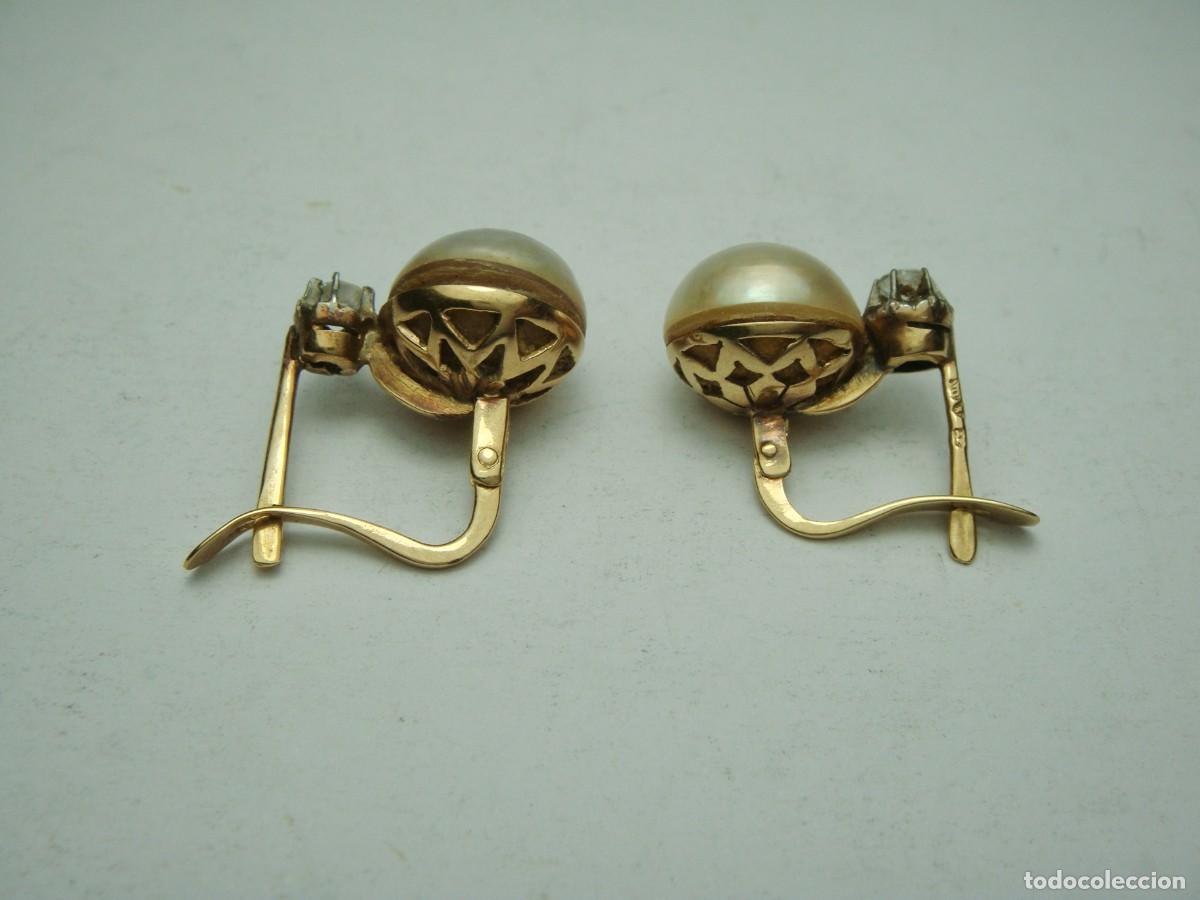 Joyeria: Pendientes antiguos en ORO de 18 K con perlas y circonitas - Foto 7