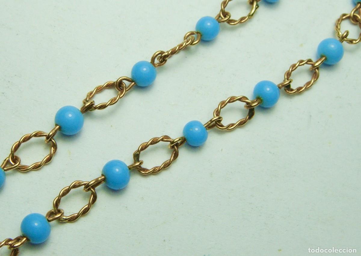Joyeria: Pulsera de ORO de 18 k con cuentas azul turquesa - Foto 4