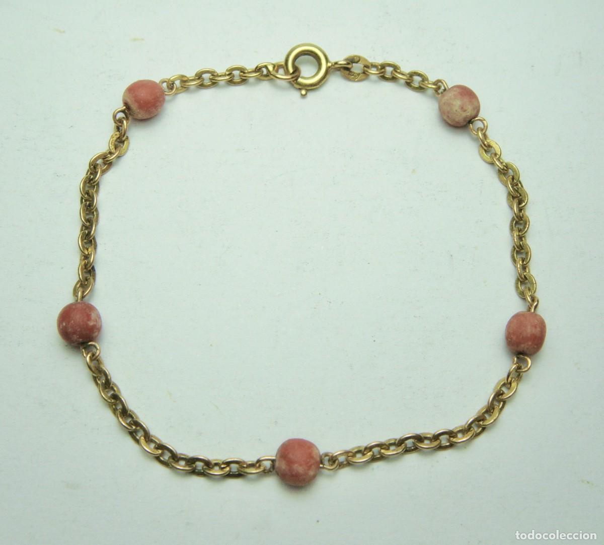 Joyeria: Pulsera con cuentas rosadas &middot; Oro 18 K - Foto 1