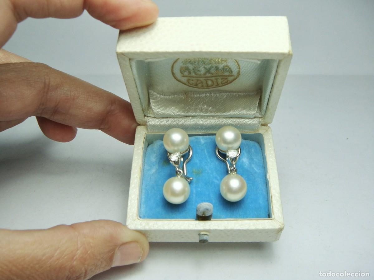 Joyeria: Pendientes con perlas y diamantes &middot; Oro blanco de 18 k - Foto 2