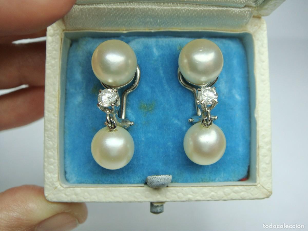 Joyeria: Pendientes con perlas y diamantes &middot; Oro blanco de 18 k - Foto 3