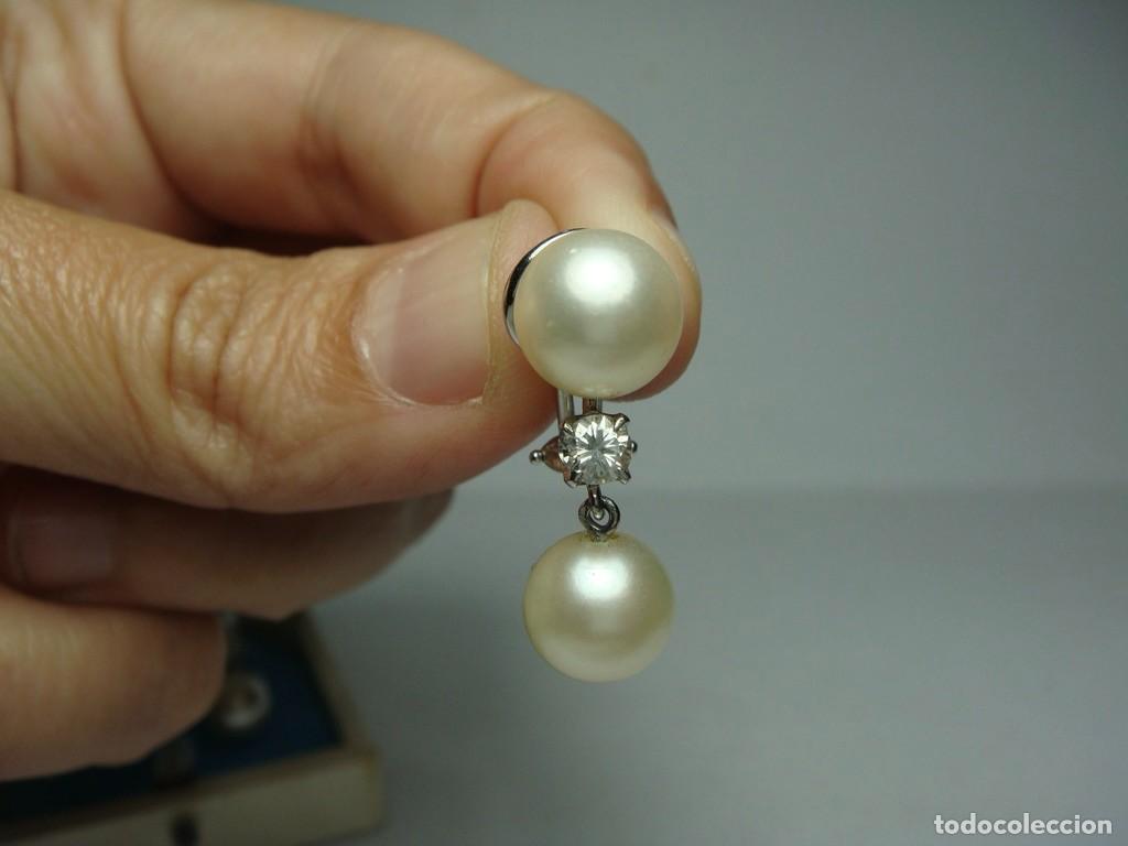 Joyeria: Pendientes con perlas y diamantes &middot; Oro blanco de 18 k - Foto 5