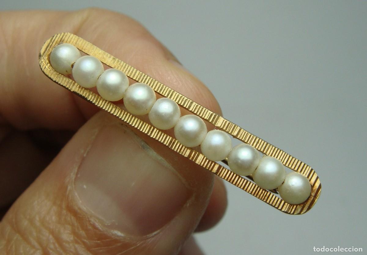 Joyeria: Broche imperdible con perlas &middot; Oro 18 k &middot; c. 1930 - Foto 1